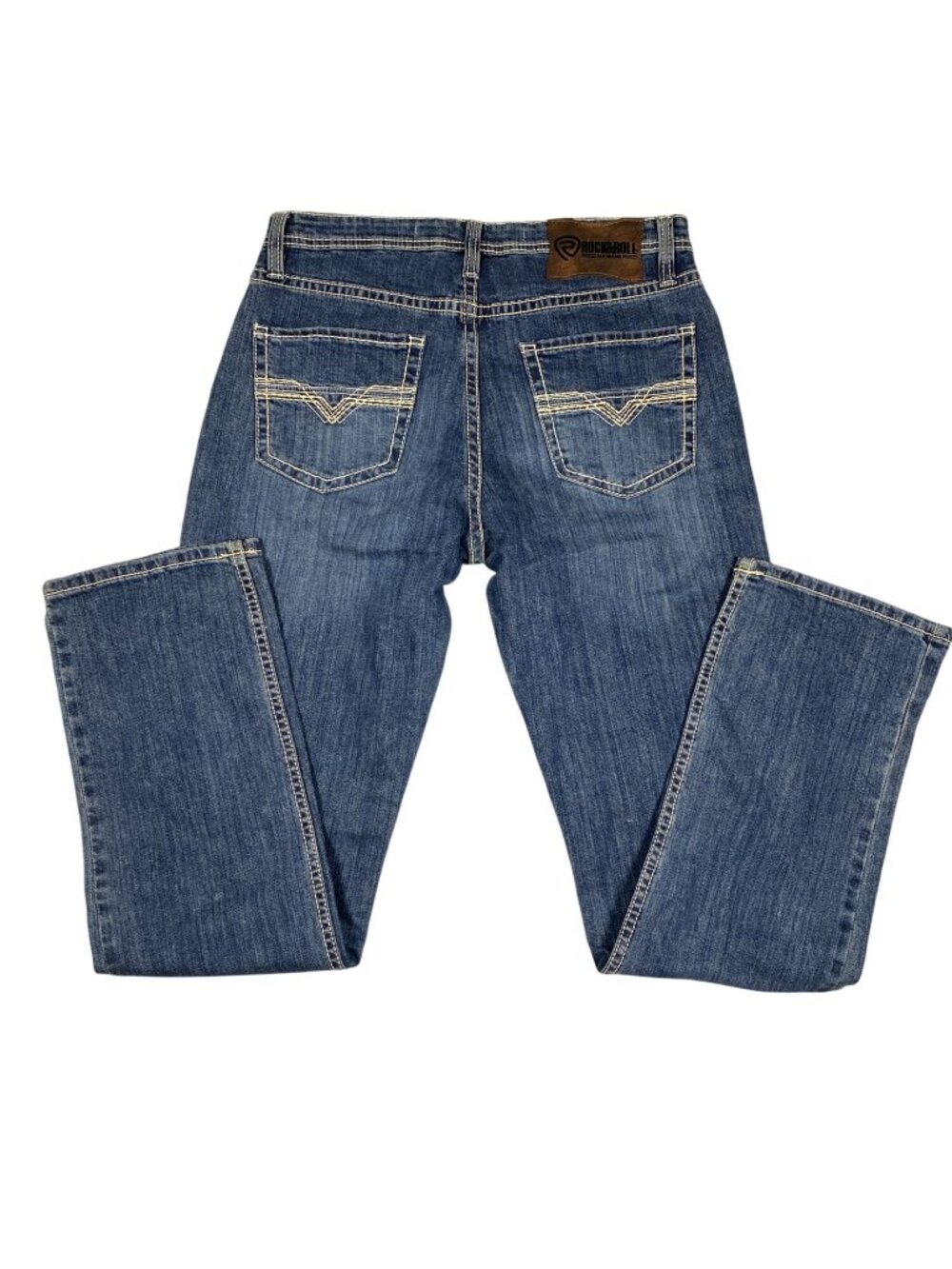 Rock & Roll Denim Mens Double Barrel Stackable Bootcut Jeans 32x34 Relaxed Cotto - Picture 2 of 8